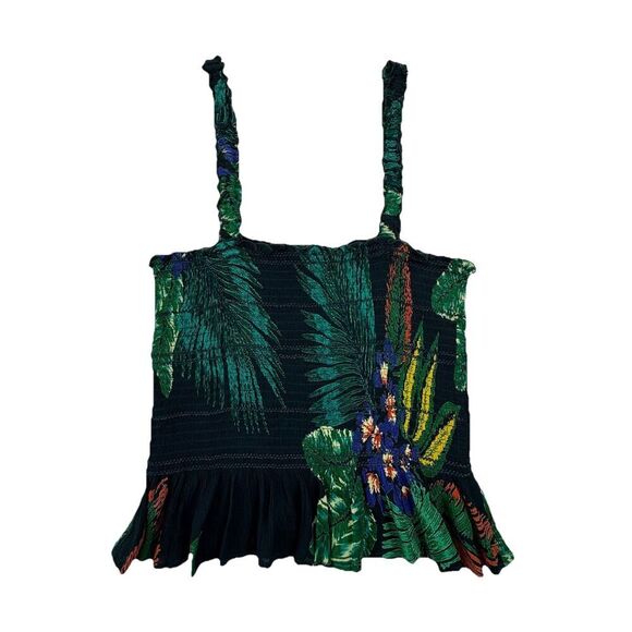 PATRONS of PEACE Boho Smocked Tropical Bodice Top Sleeveless Size Medium - Picture 1 of 6